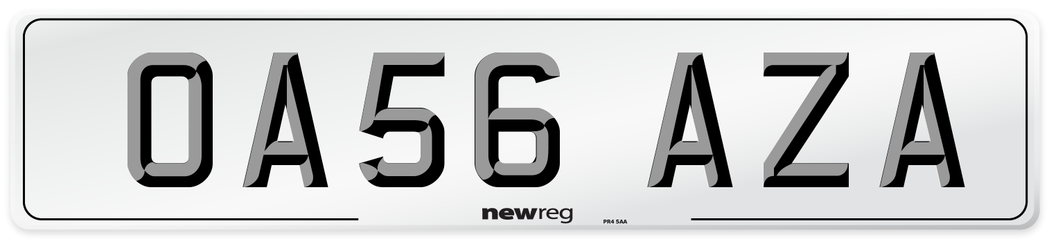 OA56 AZA Number Plate from New Reg